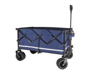 Runkai Machinery Folding Collapsible Wagon Utility Garden Cart w/ Wide Wheels Adjustable Handle