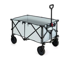 Runkai Machinery Folding Collapsible Wagon Utility Camping Cart W/Wheels & Adjustable Handle